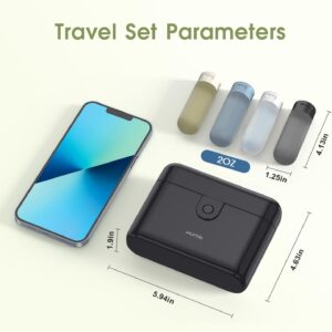 Alternative view of Travel Bottles with Case, 4x2oz TSA Approved, Leak-Proof, Press to Unlock, Compact & Portable Travel Toiletries (Black)