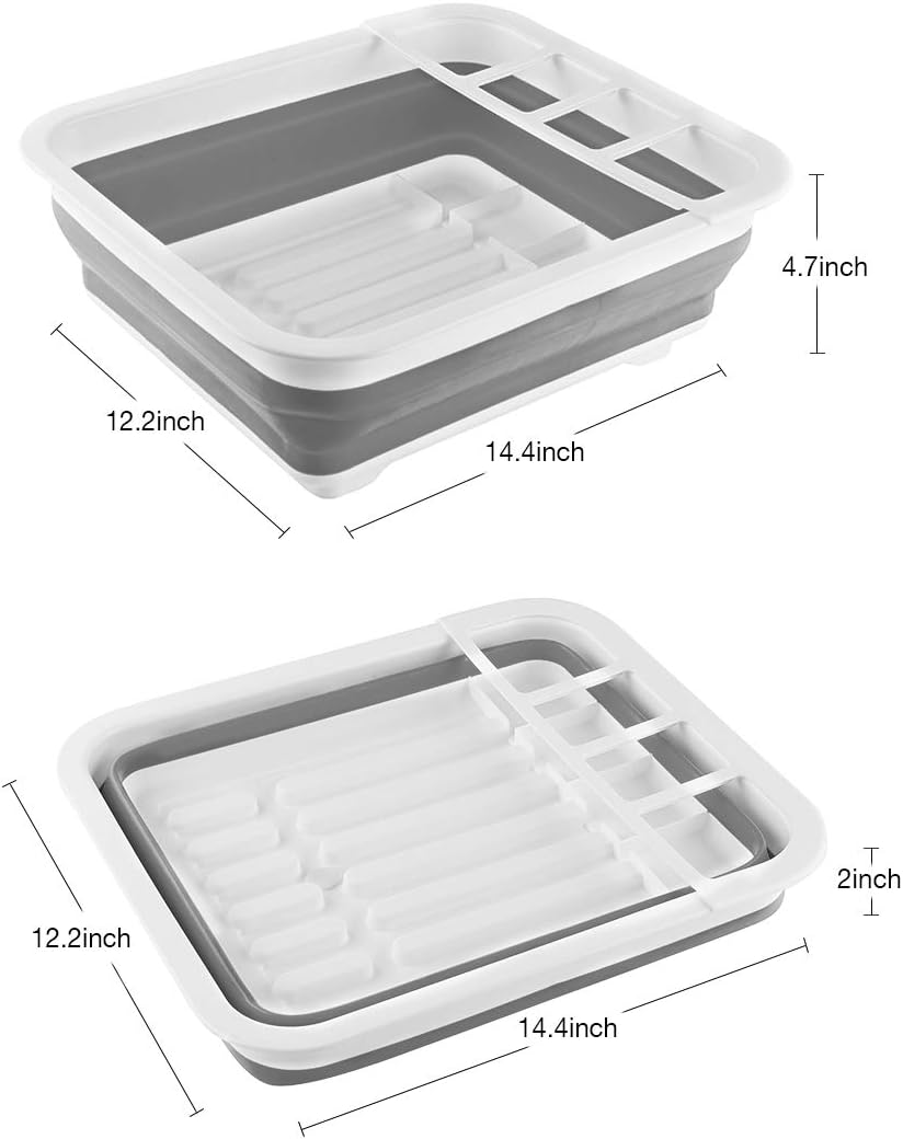 THANSTAR Collapsible Dish Drying Rack Portable Dinnerware Drainer Organizer for Kitchen RV Campers Travel Trailer Space Saving Kitchen Storage Tray – Image 3