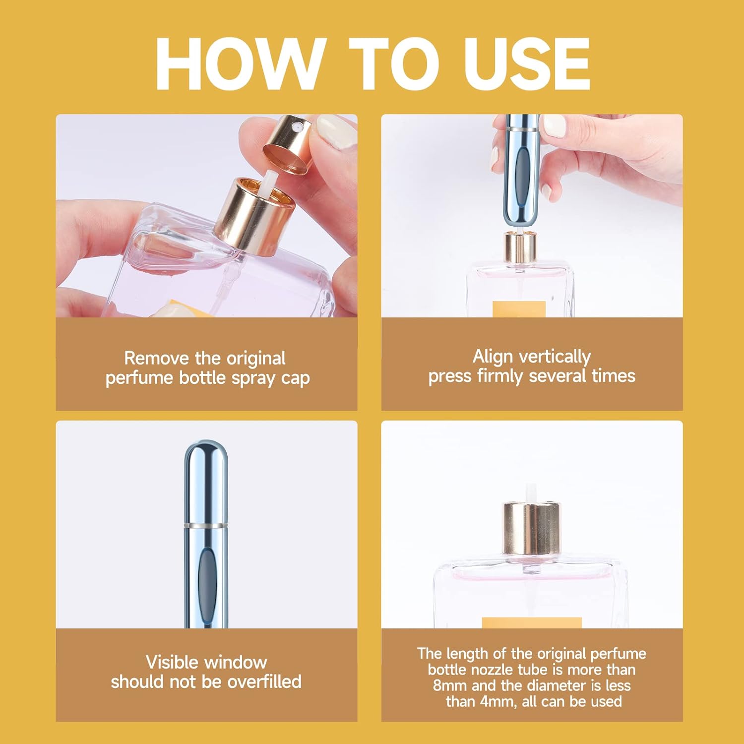 Yamadura Mini Refillable Perfume Portable Atomizer Bottle Refillable Perfume Spray, Refill Pump Case for Traveling and Outgoing (5ml, 4 Pack) 4 – Image 4