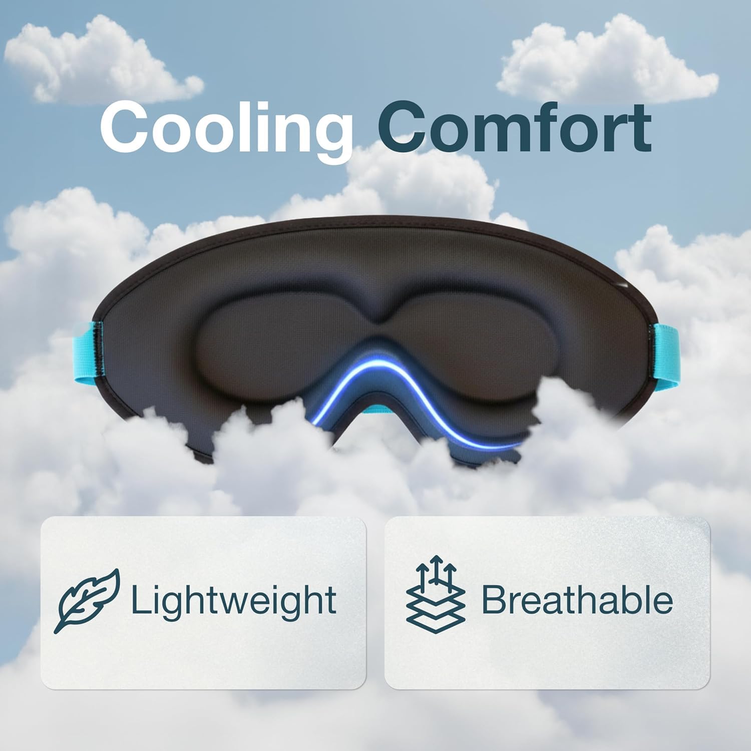 MyHalos® Sleep Mask – 3D Blackout Eye Mask for Women & Men, Side Sleepers, Zero Pressure Memory Foam Eyelash Friendly, Breathable,Award-Winning Sleep Aid for Travel (Black, 1 Count (Pack of 1) – Image 6