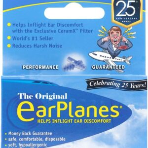 Original Adult EarPlanes by Cirrus Healthcare Earplugs Airplane Travel Ear Protection (1 Pair)