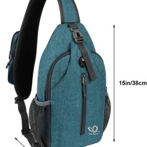 Alternative view of WATERFLY Crossbody Sling Backpack Sling Bag Travel Hiking Chest Bags Daypack (Teal blue)