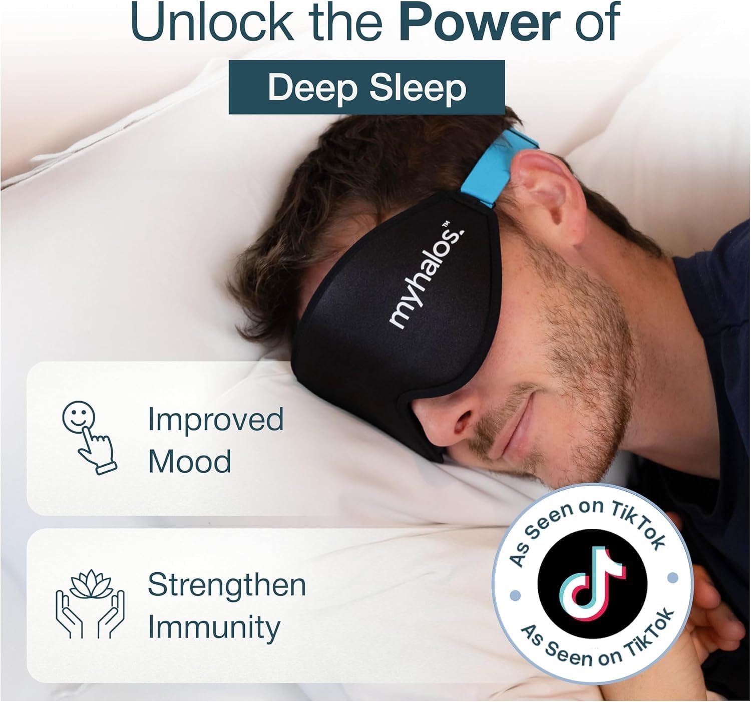 MyHalos® Sleep Mask – 3D Blackout Eye Mask for Women & Men, Side Sleepers, Zero Pressure Memory Foam Eyelash Friendly, Breathable,Award-Winning Sleep Aid for Travel (Black, 1 Count (Pack of 1) – Image 4