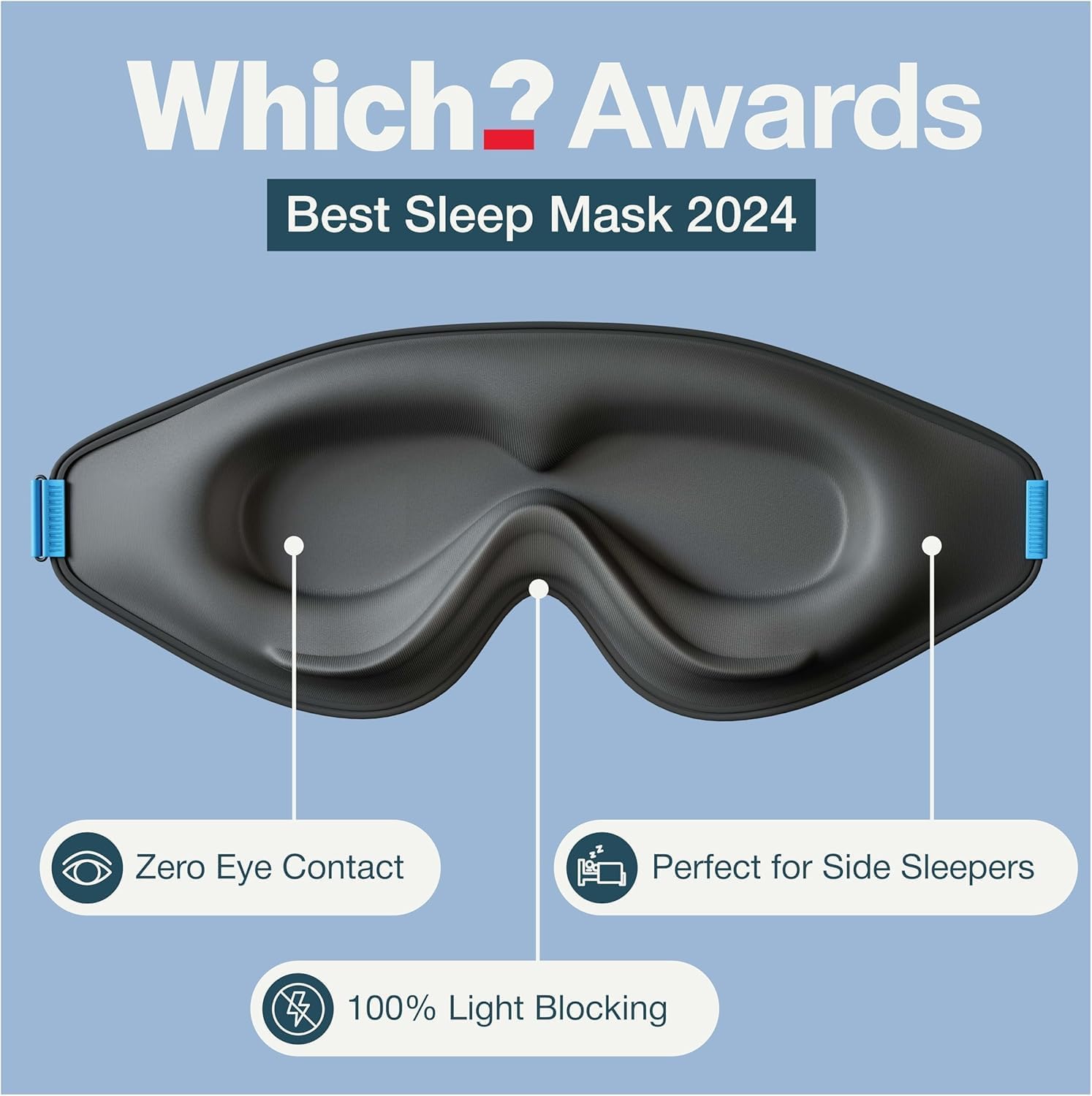 MyHalos® Sleep Mask – 3D Blackout Eye Mask for Women & Men, Side Sleepers, Zero Pressure Memory Foam Eyelash Friendly, Breathable,Award-Winning Sleep Aid for Travel (Black, 1 Count (Pack of 1) – Image 5