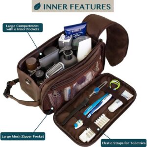 Alternative view of PAVILIA Toiletry Bag for Men, Travel Essentials Shaving Dopp Kit, Mens Travel Bag Toiletries Organizer Case for Grooming, PU Leather Water Resistant Cosmetic Bag Pouch (Dark Brown)