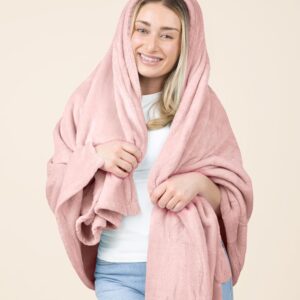 Alternative view of EverSnug Travel Blanket and Pillow - Ultra-Soft, Compact & Lightweight, 65x40 Inches, with Carry Case, Luggage Sleeve & Backpack Clip for Airplane Comfort (Light Pink)