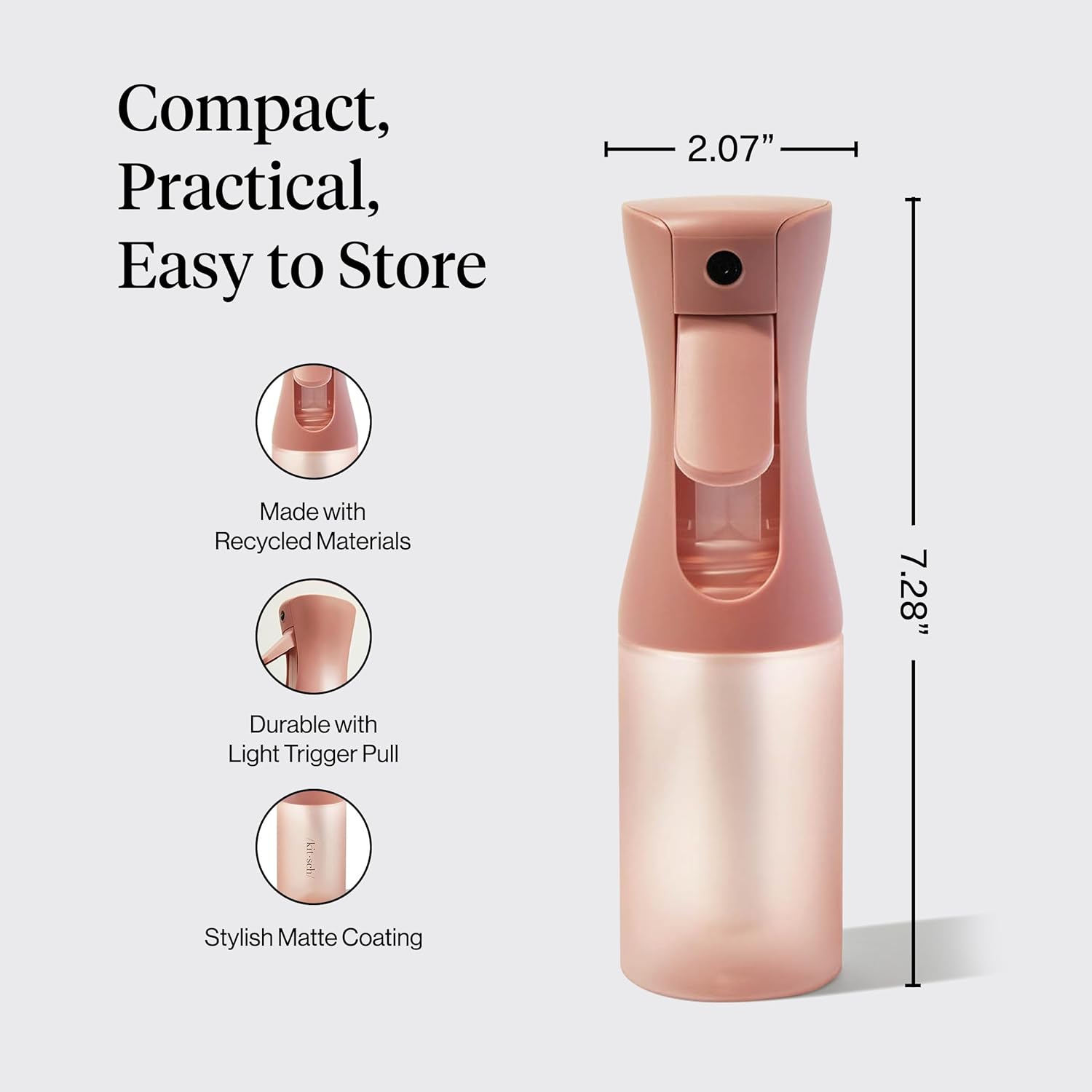 Kitsch Continuous Spray Bottle for Hair – Fine Mist Water Mister & Water Spray Bottle – Recycled Hair Spray Bottle – Spray Bottles for Cleaning, Styling, Plants & More – Terracotta, 150ml – Image 4