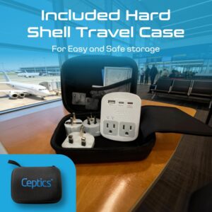 Alternative view of Ceptics 35W Universal Travel Adapter Kit – 2 USA sockets, USB-A, USBC, 1x PD 35W USB-C and USBC Cable, Surge Protected, Plugs for EU, UK, China, AU, Japan - for Laptop, Phone, Camera-ETL Tested