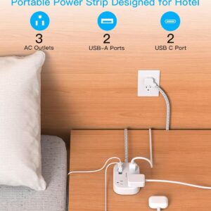 Alternative view of Cruise Essentials 2026,One Beat Travel Power Strip with USB C,Flat Plug Extension Cord with 3 Outlets 4 USB Ports(2 USB C),6 ft Desk Wall Outlet Extender,Non Surge Protector for Cruise,Dorm Room,ETL