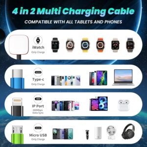 Alternative view of Travel Essentials 2026 4-in-2 Multi Charging Cable with iWatch Charger [2Pack 5FT], Nylon Charging Cords, USB C USB A Phone Charger for Multiple Devices, Cruise Essentials Car Accessories