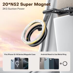 Alternative view of OMOTON TP02 360°Rotating for MagSafe Tripod, Aluminum Magnetic Phone Tripod for iPhone 17/16/15 Pro Max Air Women Men, Foldable Cell Phone Stand Fits Vlog, Gym, Travel Accessories Gift for Fathers Day