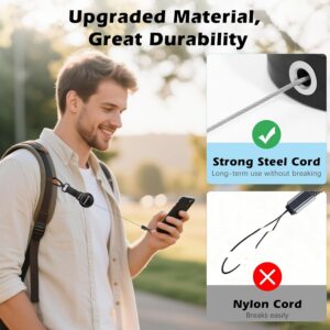 Alternative view of MoKo Anti-theft Phone Tether, Phone Lanyard Retractable Steel Line Cellphone Strap with Locking Carabiner and Metal 360° Tether Tab for Outdoor Skiing Hiking Climbing Fishing, Black