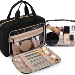 Alternative view of BAGSMART Toiletry Bag Hanging Travel Makeup Organizer with TSA Approved Transparent Cosmetic Bag Makeup Bag for Full Sized Toiletries, Medium-Black