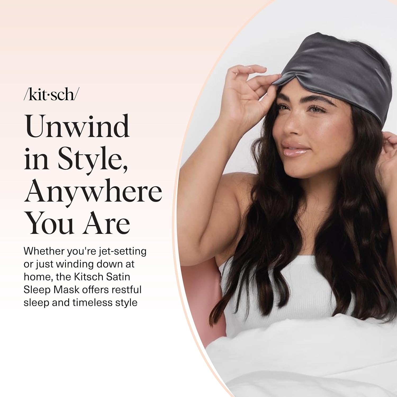 Kitsch Satin Sleep Mask - Eye Masks for Sleep, Softer Than Silk Satin Sleeping Mask Blindfold and Sleep Masks for Women and Men, Eye Care Travel Essentials - Charcoal Black – Image 8