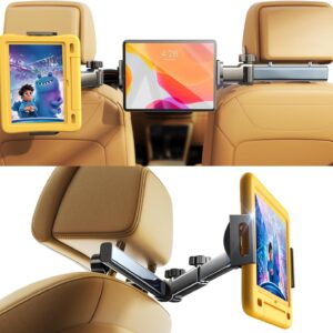 LISEN for iPad Holder Car Road Trip Essentials Travel Activities for Toddler Kids Gifts, Car Accessories for Women Moms Truck Interior 3in1 Tablet Holder for Back Seat Car Camping Headrest Organizer