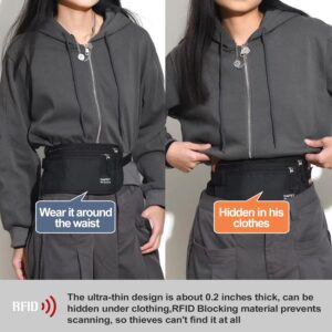 Alternative view of Money Belt - Passport Holder Secure Hidden Travel Wallet with RFID Blocking, Undercover Fanny Pack (Black)