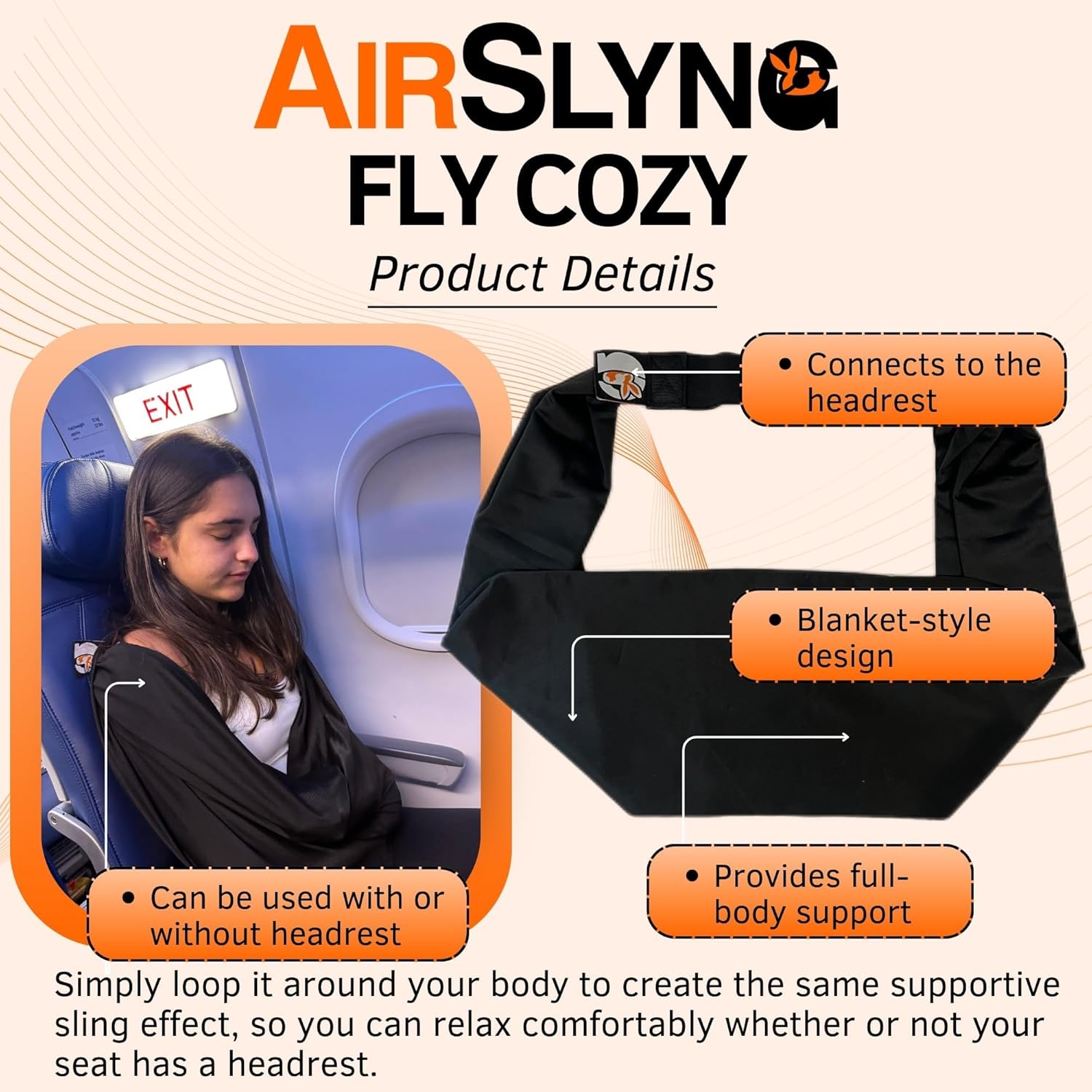 The Slyng-Premium Travel Blanket System – Airplane Sleep Support, Blanket Body Sling for Deep Sleep | Ultra-Soft, Breathable, Compact Carry-On Travel Essential for Long Flights and Car Road Trips – Image 9