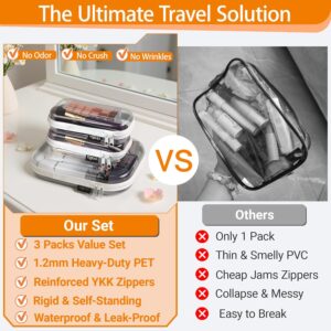 Alternative view of YQBRAO 3 Pack Clear Hard Shell Zipper Case,Rigid Protection Diaper Bag Organizer Pouches, TSA Approved Toiletry Bag with YKK Zippers for Cosmetics, Toys & Electronics