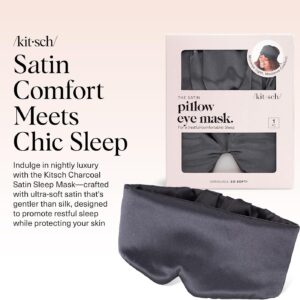 Alternative view of Kitsch Satin Sleep Mask - Eye Masks for Sleep, Softer Than Silk Satin Sleeping Mask Blindfold and Sleep Masks for Women and Men, Eye Care Travel Essentials - Charcoal Black