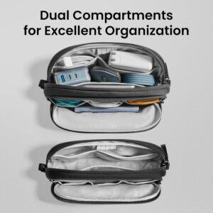 Alternative view of tomtoc Electronic Organizer Travel Case, Water Resistant Dual Compartment Tech Pouch Cable Organization Storage Bag for Charger, Cord, Phone, Hard Drive, Power Bank, Accessories Travel Essentials